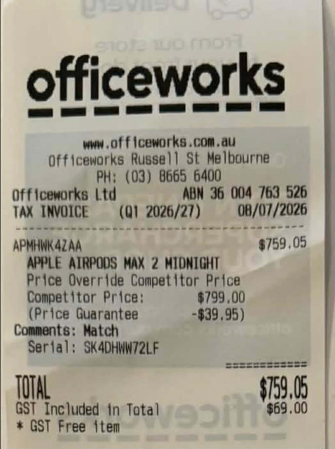 MAX PRO RECEIPT