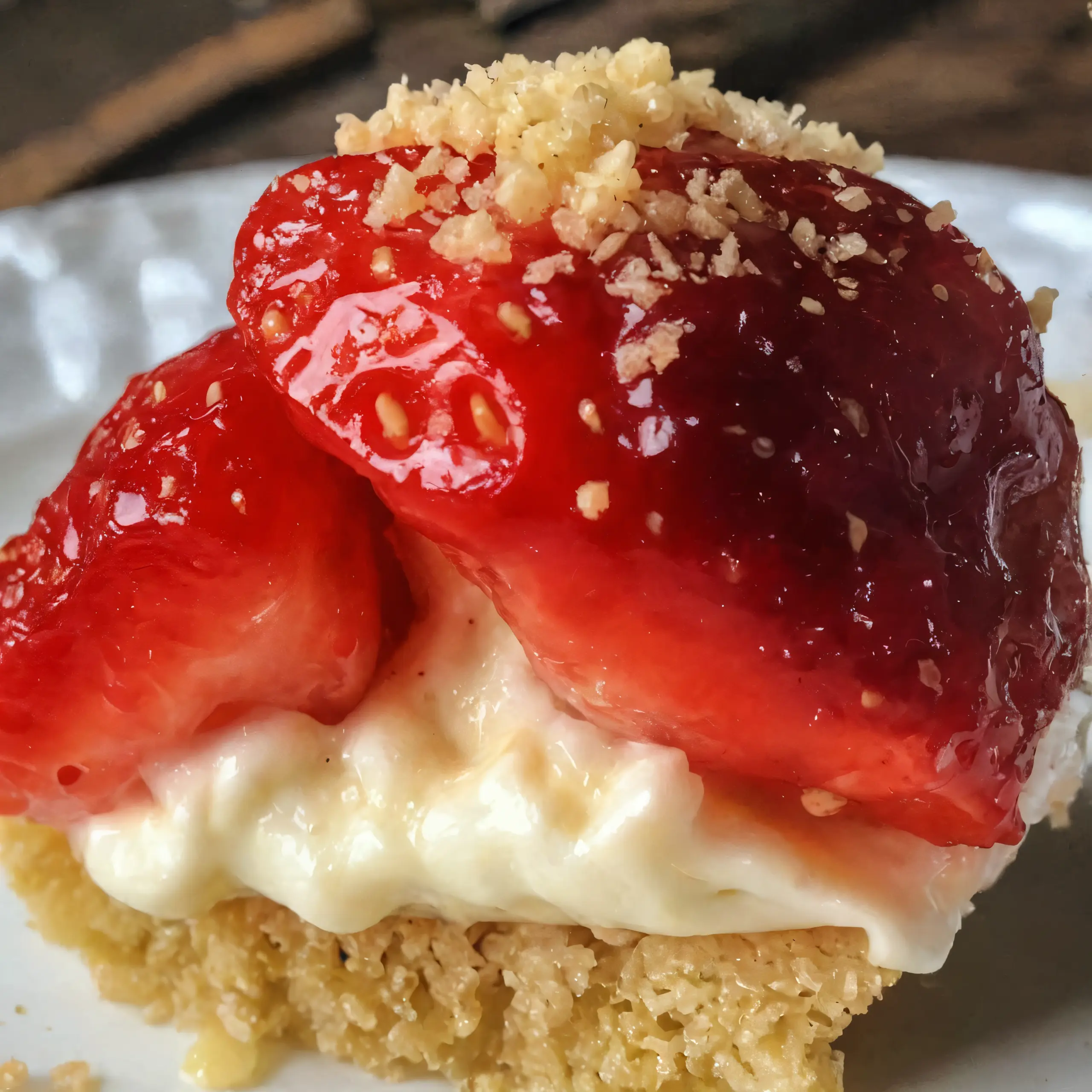 Scharfe Erdbeeren mit Käsekuchenfüllung