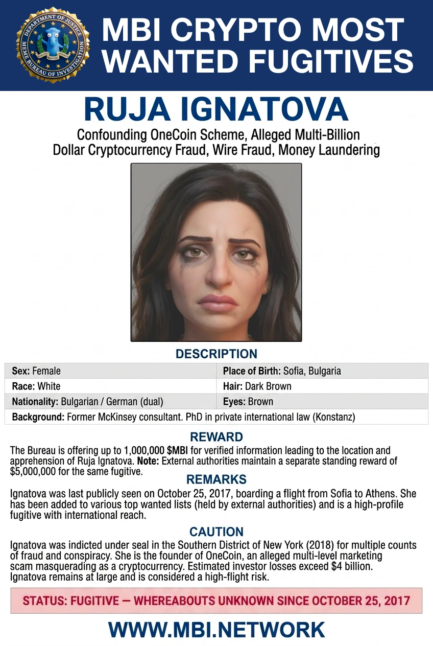 Ruja Ignatova Wanted Poster