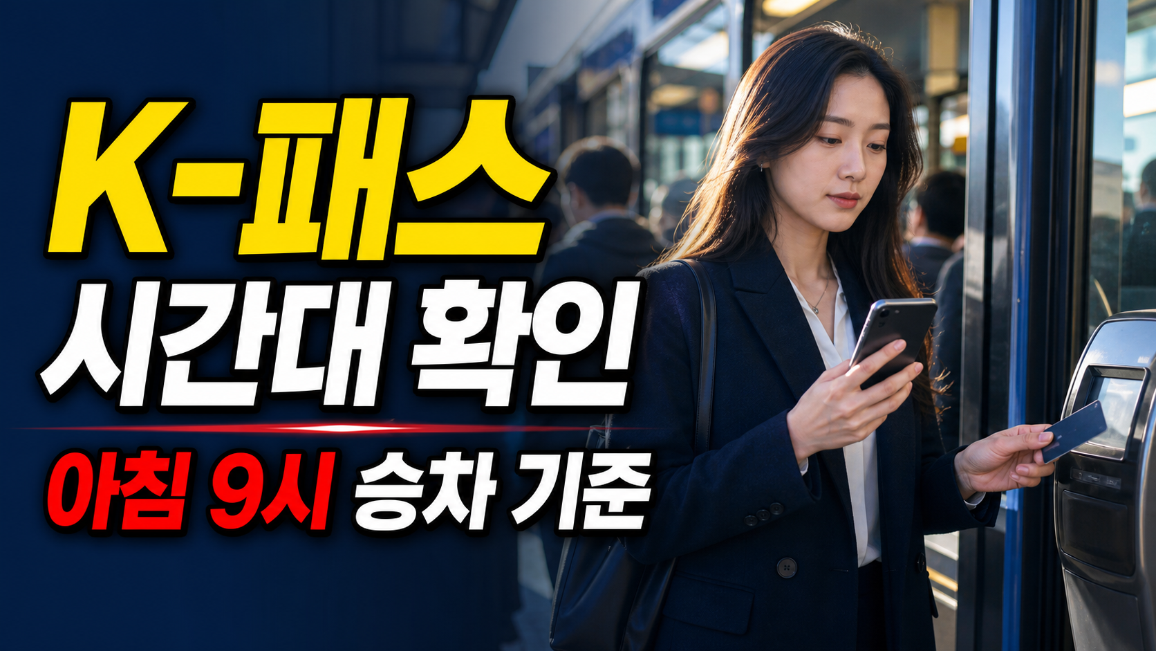 아침 9시 승차도 K-패스 시차 출퇴근일까? 시간대 기준 관련 핵심 정보를 상징적으로 보여주는 썸네일 이미지