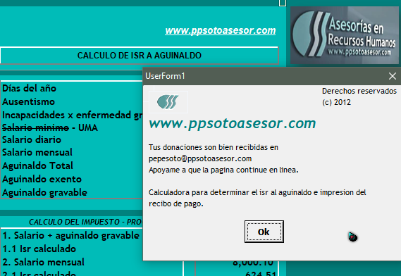Cálculo de Aguinaldo con ISR – para UN trabajador