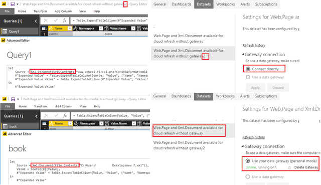 Web Page and Xml Document available for cloud refresh without gateway