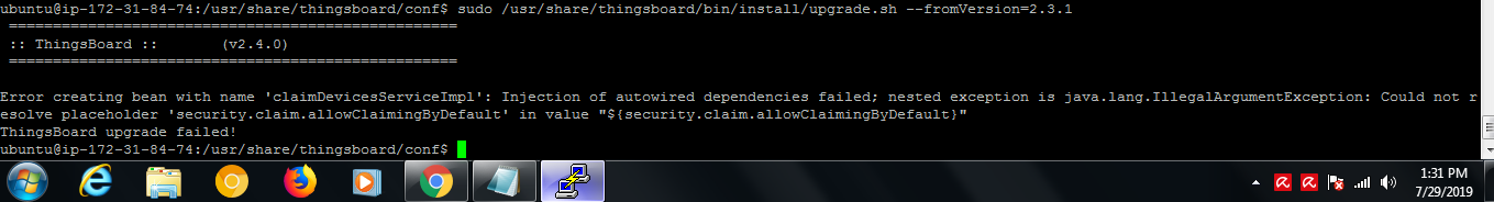 Getting error while upgrading from 2.3.1 to 2.4.0 'Error creating bean ...