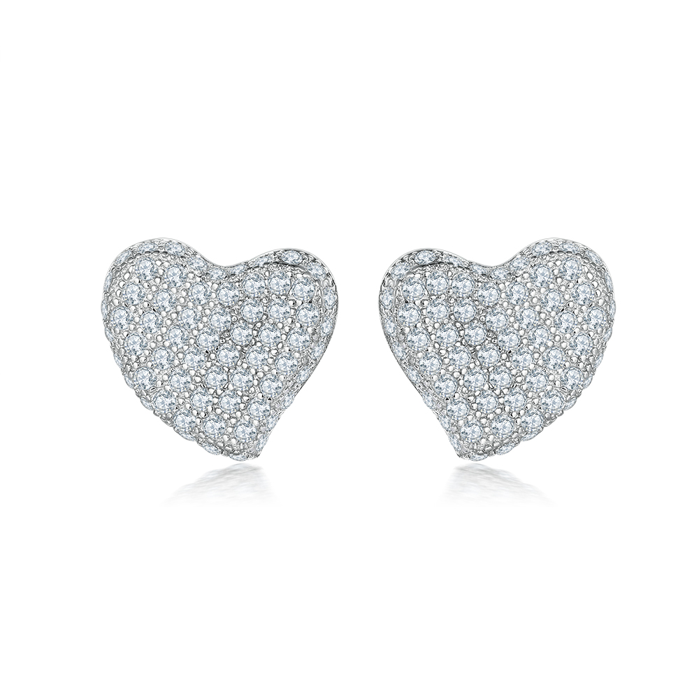 Pavé Dome Heart Studs