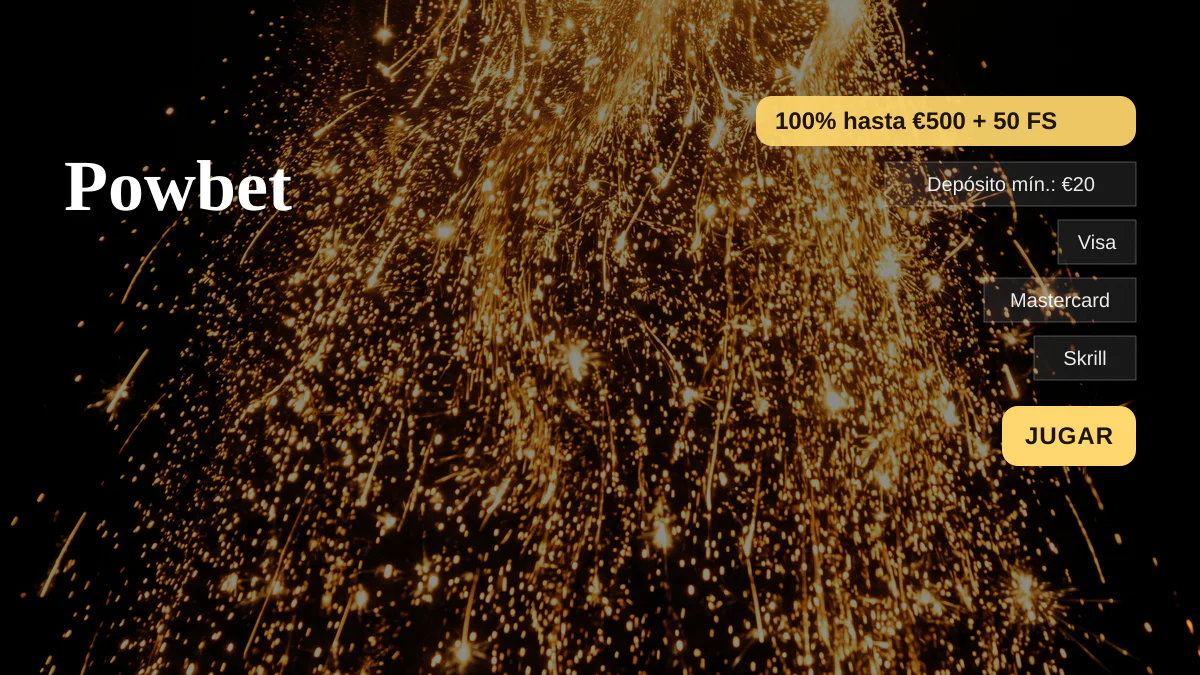 Powbet casino  bono de bienvenida 100% hasta 500 + 50 FS, pagos: Visa, Mastercard, Skrill, Neteller, Paysafecard