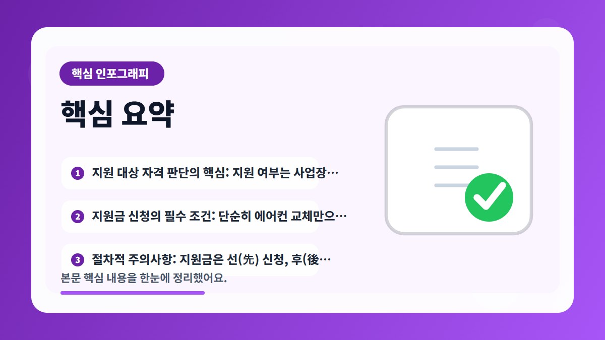 우리 사업장이 지원 대상인지? 산업용 에어컨 에너지 효율 개선 자격 조건 3가지 상세 이미지 2