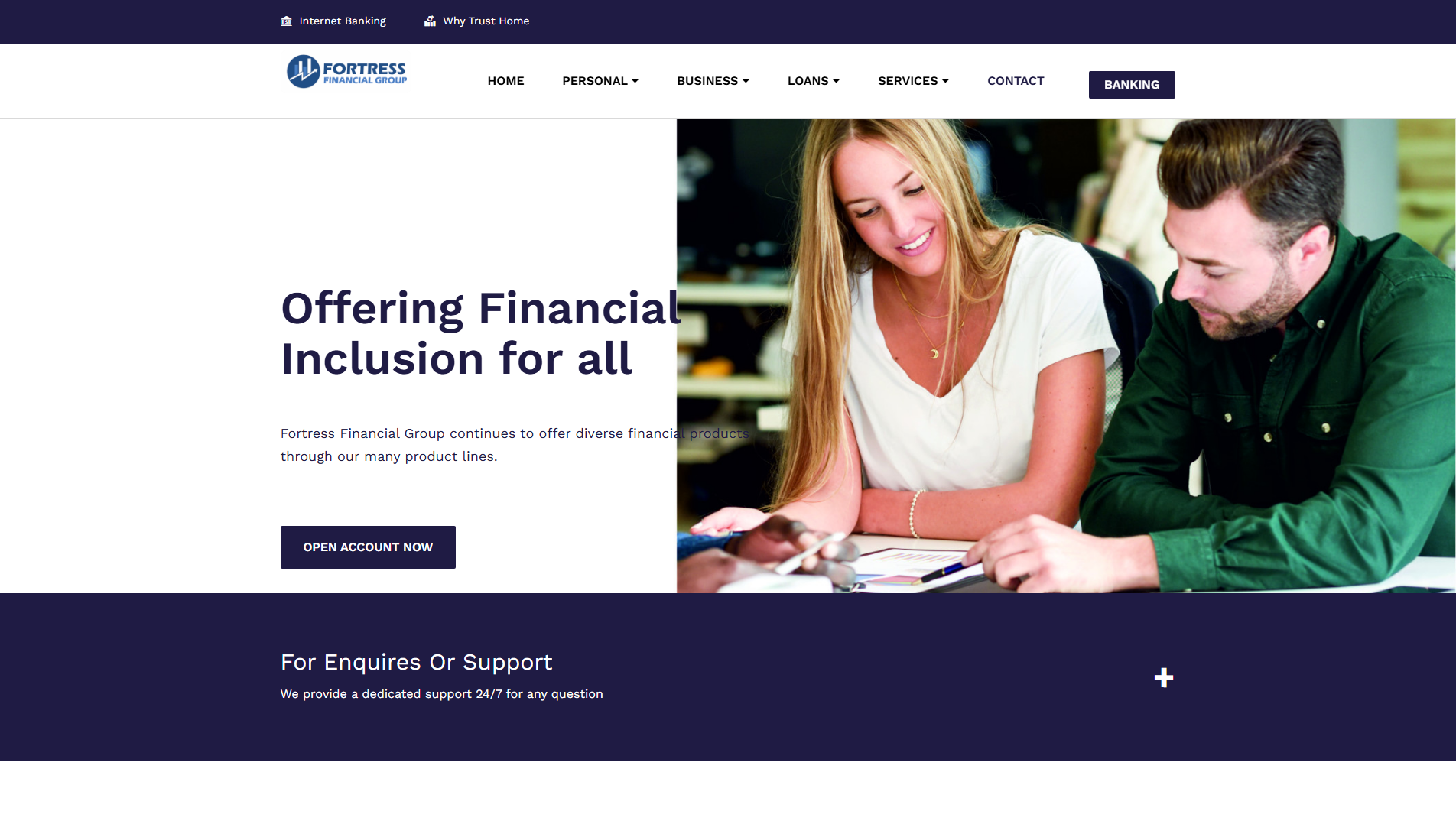 Forensic screenshot of fortressfinancialgp.com showing the phishing page layout