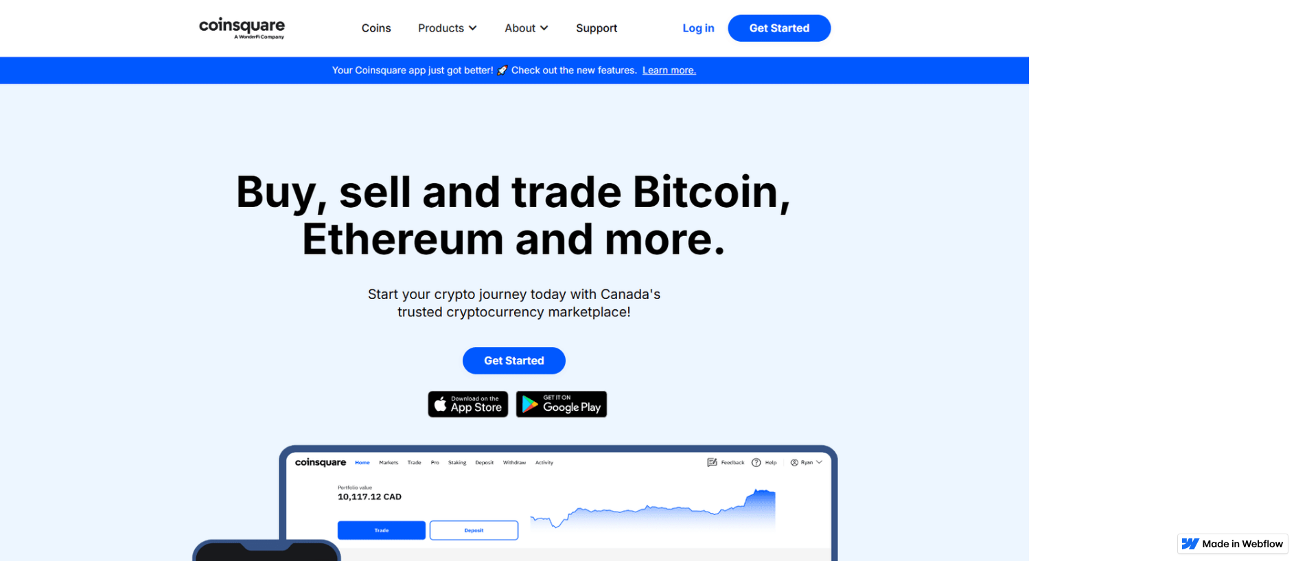 Stored capture of auths-io-coinsquare-sso-sso.webflow.io