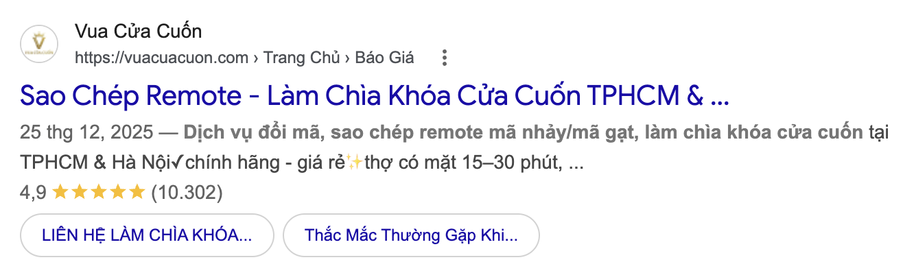 Kết quả Google cần bấm vào