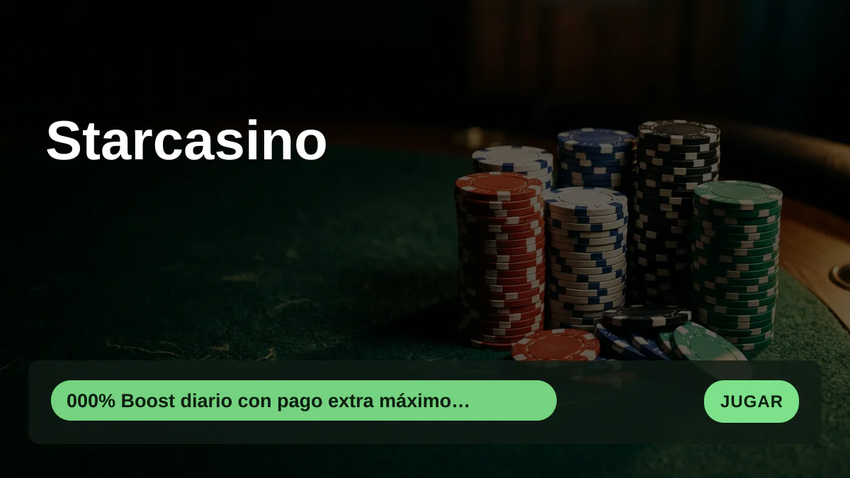 Starcasino - bono de bienvenida 000% Boost diario con pago extra m&aacute;ximo de &euro;10 + 20 FS, pagos: Visa, Mastercard, PayPal, Skrill, Neteller