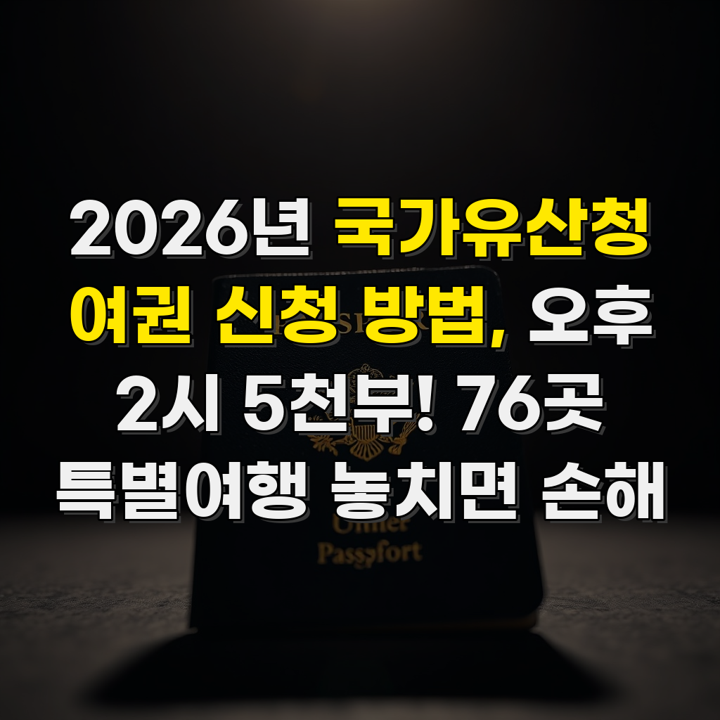 2026년 국가유산청 여권 신청 방법, 오후 2시 5천부! 76곳 특별여행 놓치면 손해