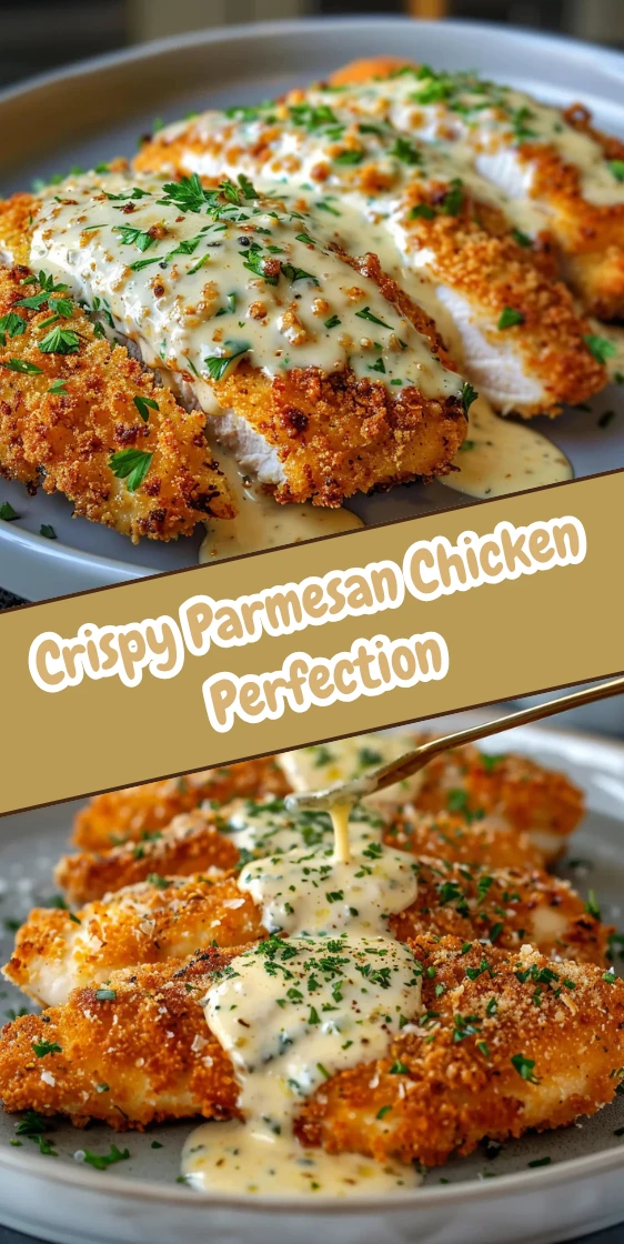 Crispy Parmesan Chicken with Creamy Garlic Sauce (Easy Dinner Idea)