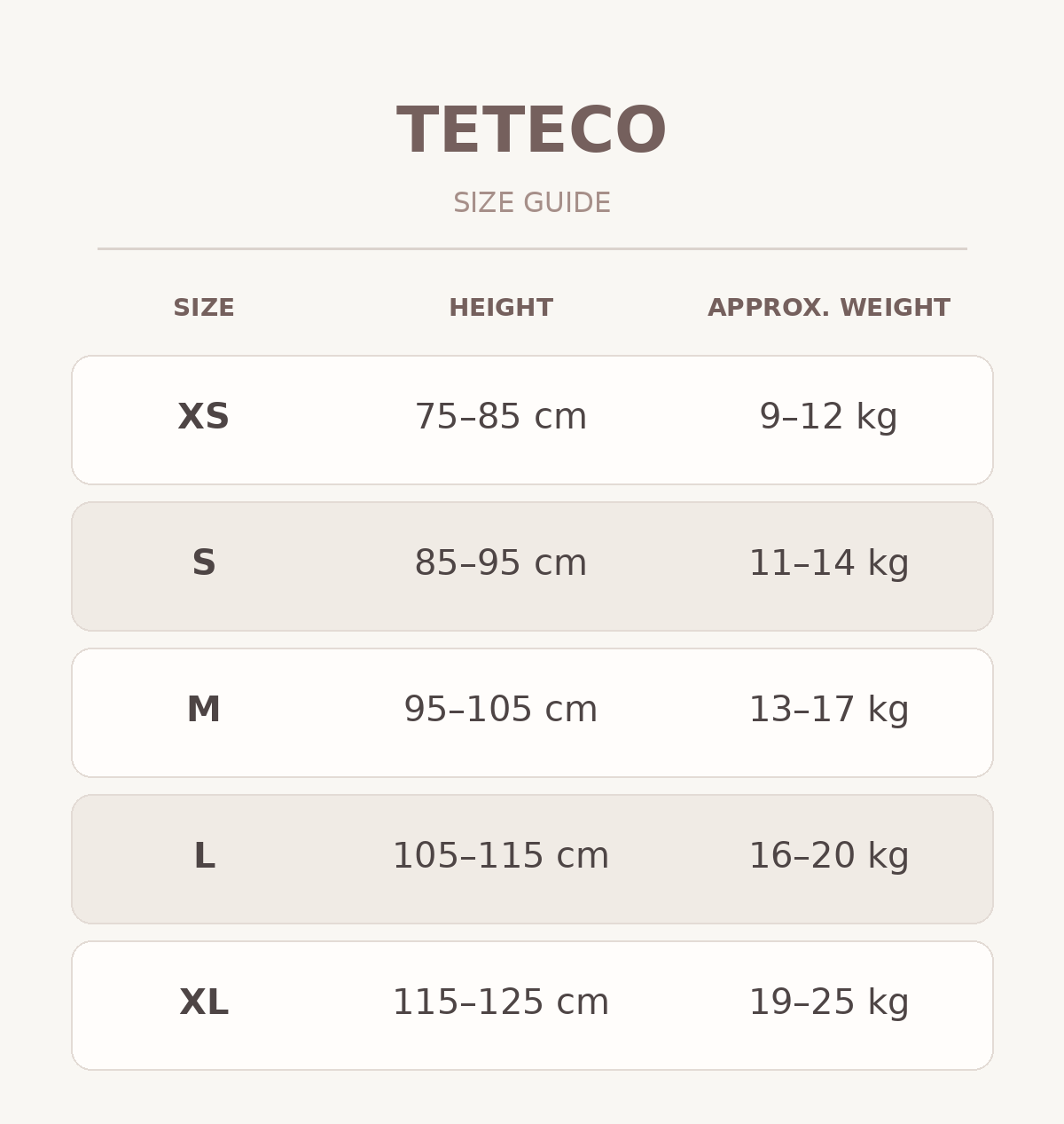 Teteco-Size-Chart
