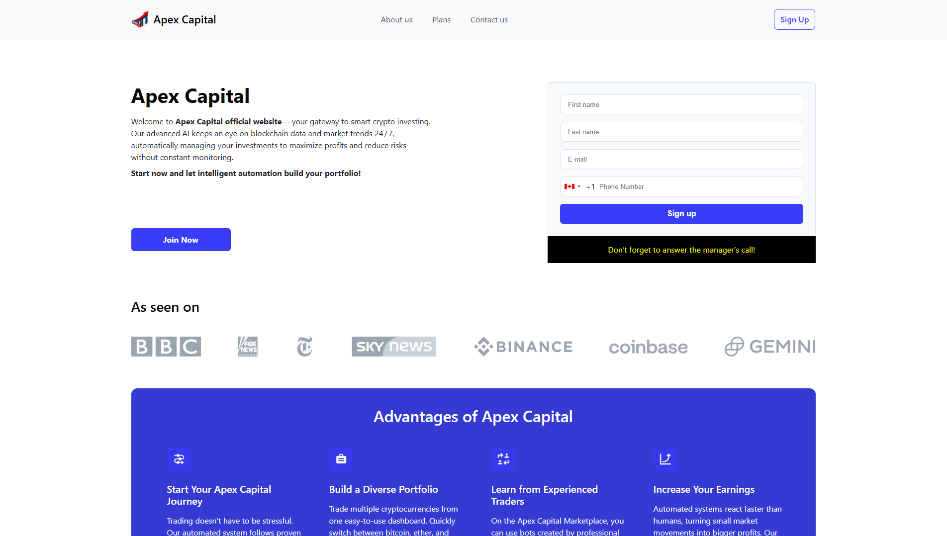 Stored capture of apexcapitaltrade.net