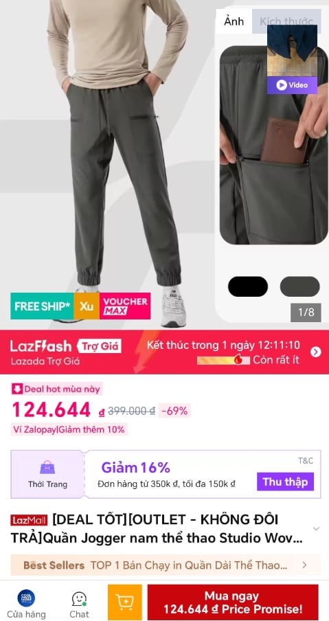 [DEAL TỐT][OUTLET - KHÔNG ĐỔI TRẢ]Quần Jogger nam thể thao Studio Woven co giãn, thấm hút nhanh khô Coolmate