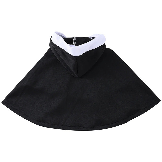 Pet nun costume features and black white fabric outfit