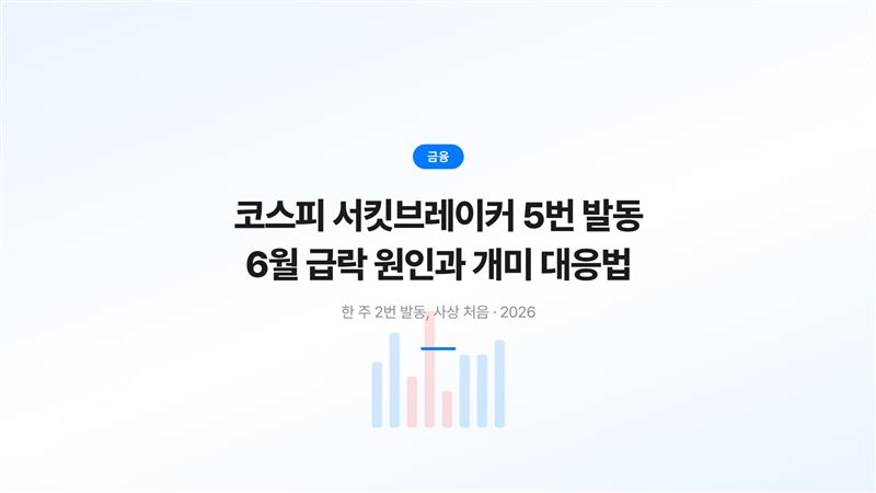 코스피 서킷브레이커 5번 발동, 6월 급락 원인과 개미 대응법 총정리