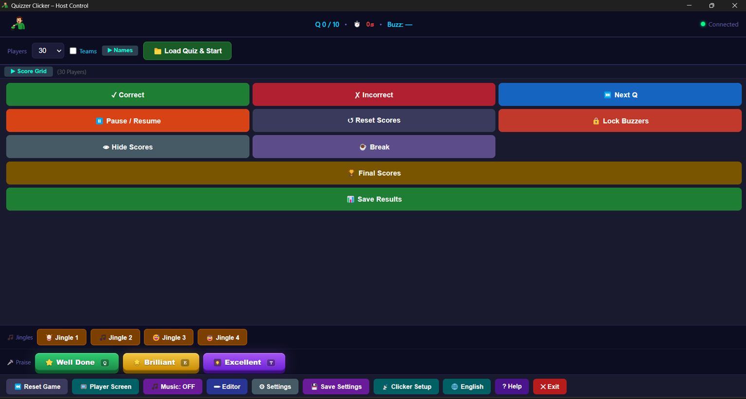 Host Control Screen