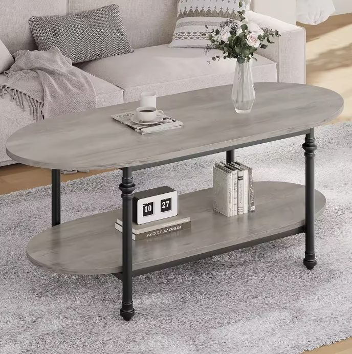 Table basse ovale vintage 2 niveaux