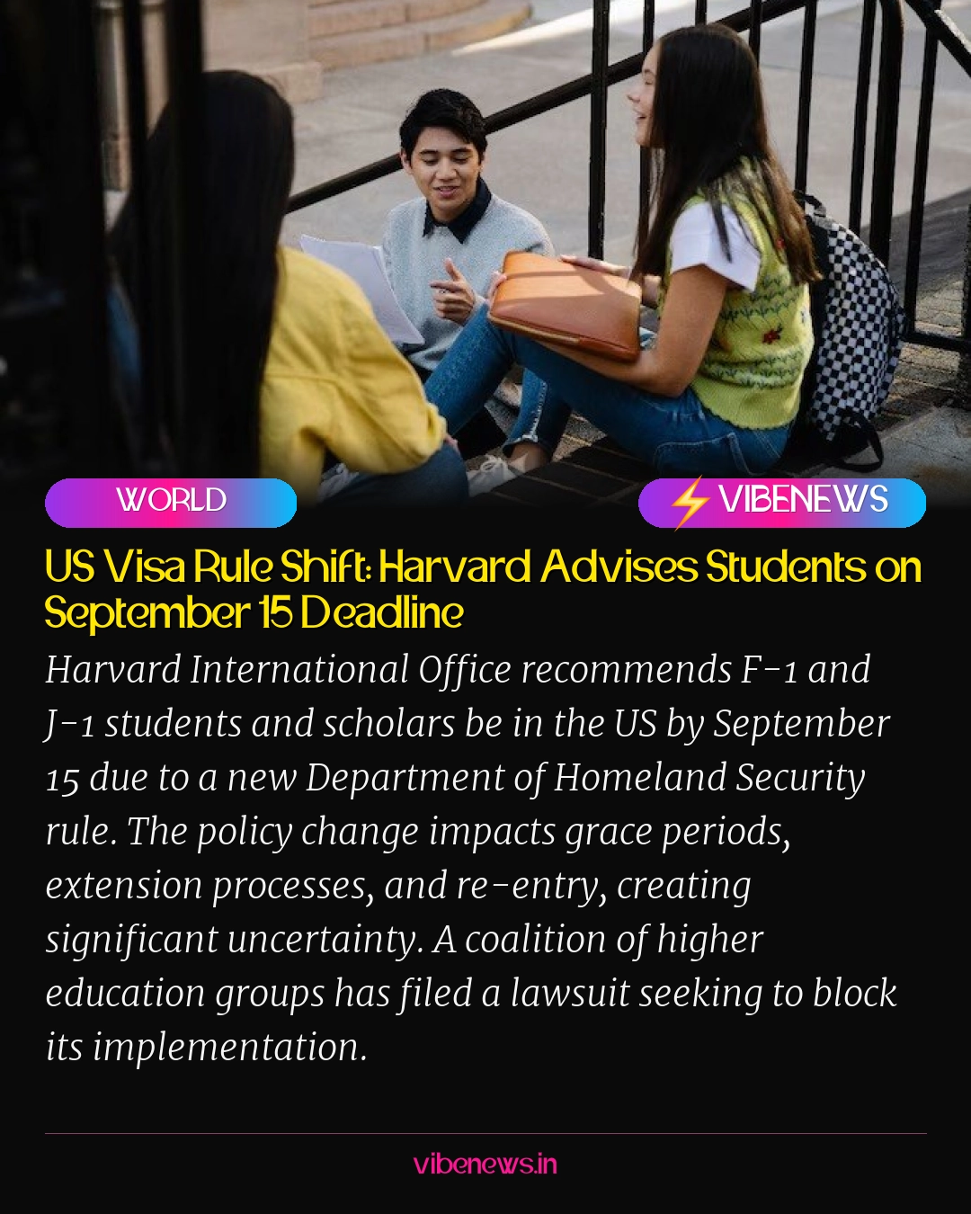 US Visa Rule Shift: Harvard Advises Students on September 15 Deadline