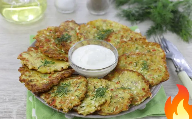 Постер Драники с крабовыми палочками и укропом