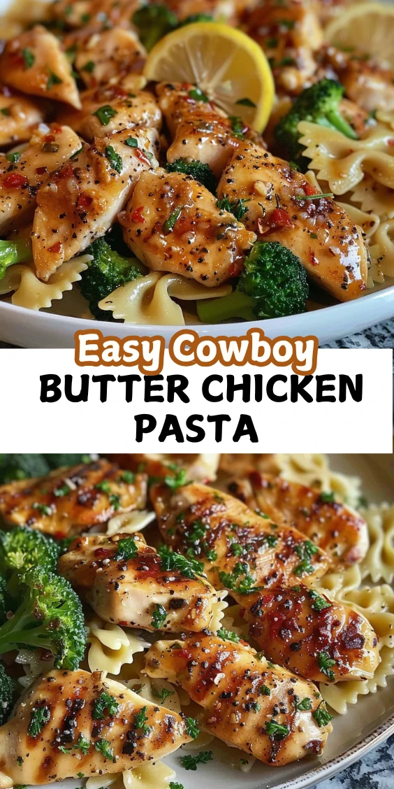 Cowboy Butter Lemon Bowtie Chicken with Broccoli Easy Dinner Recipe