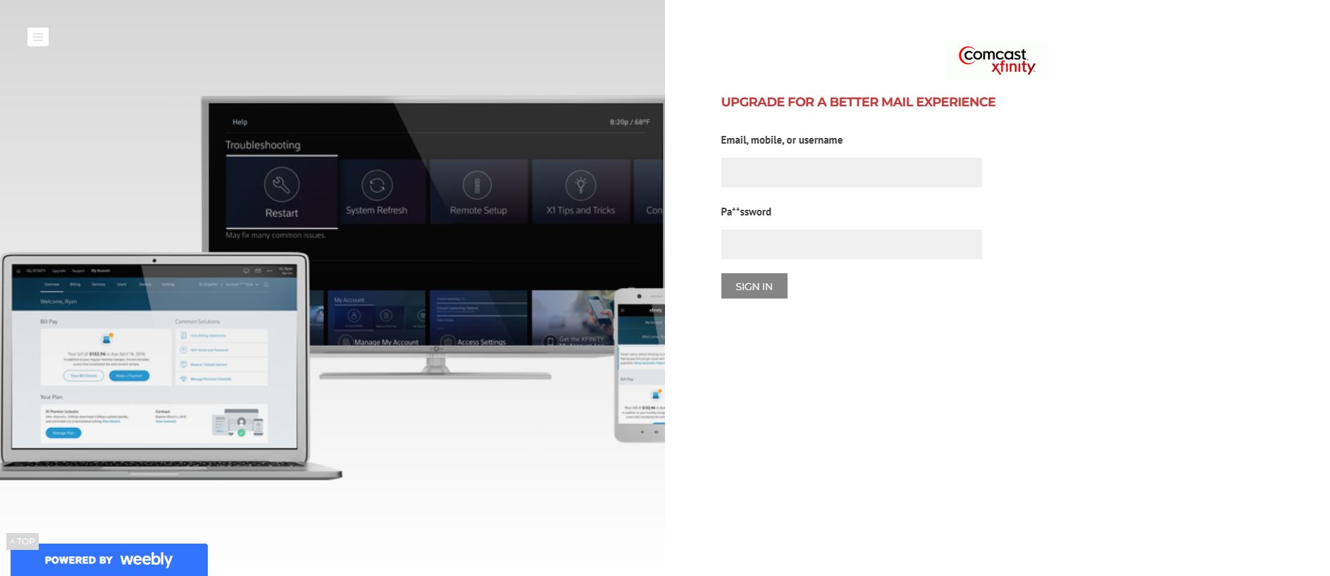 Screenshot of xfinitymedia.weebly.com