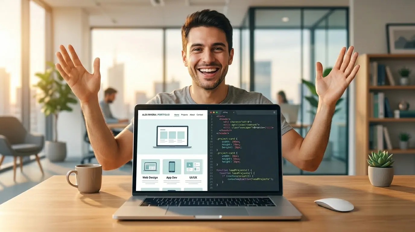 Un desarrollador analizando métricas de rendimiento y cobertura de pruebas unitarias en su monitor