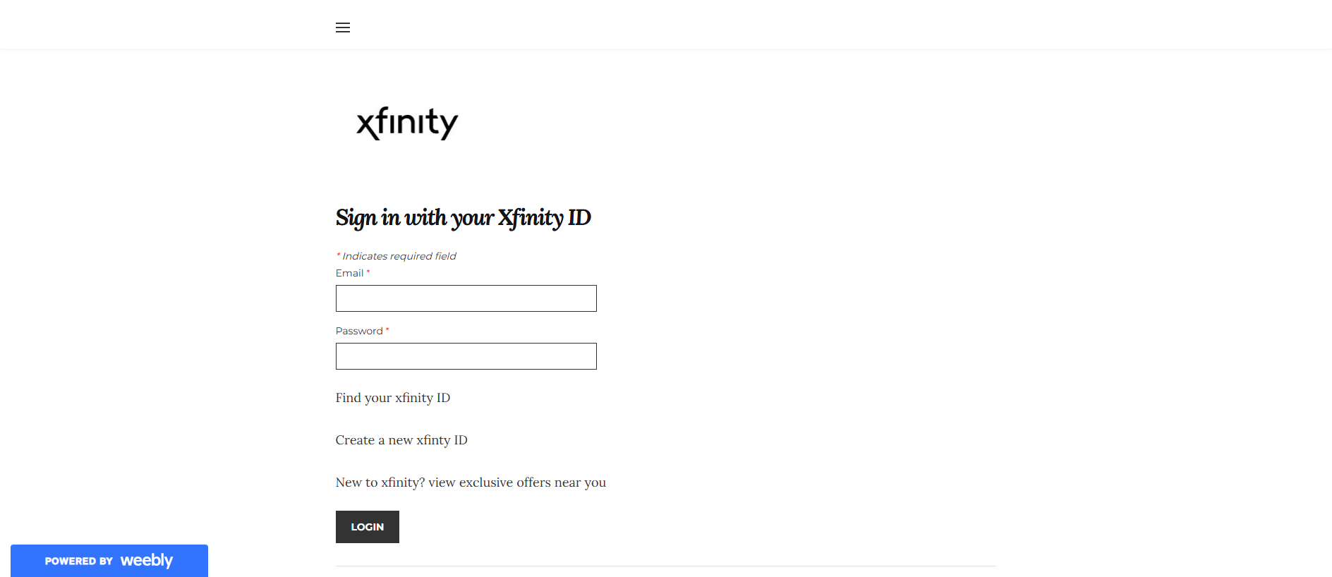 Stored capture of xfinity07.weebly.com