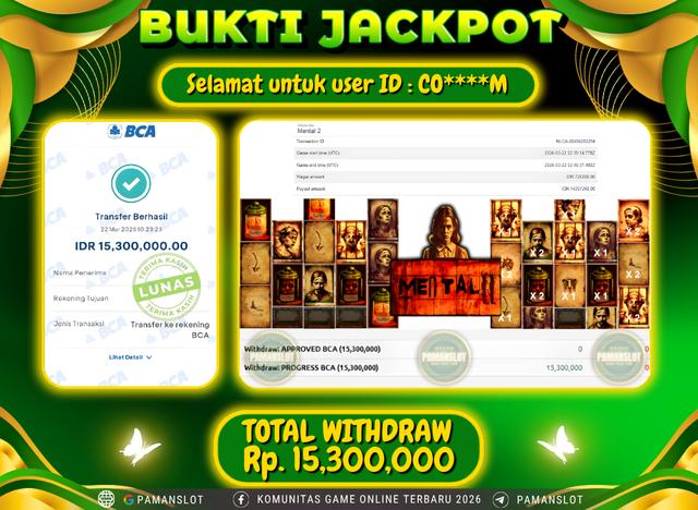 Selamat kepada Member PAMANSLOT Game NLC - Mental 2  : CO****M