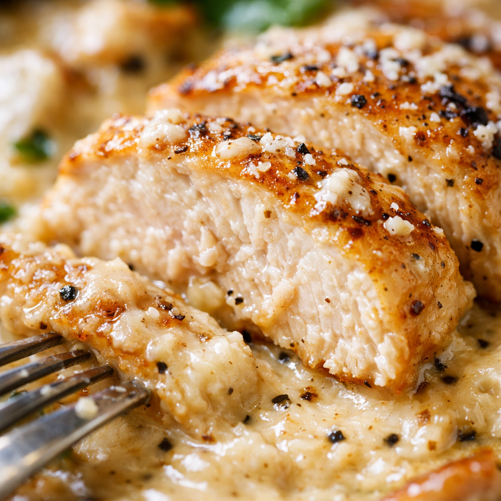 One Pan Creamy Chicken Dinner cooking process