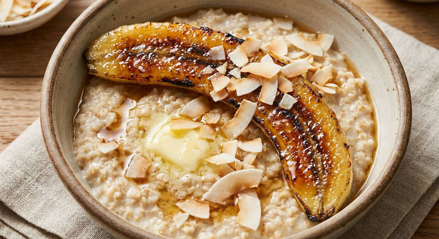 Karmelizowany banan na owsianke.