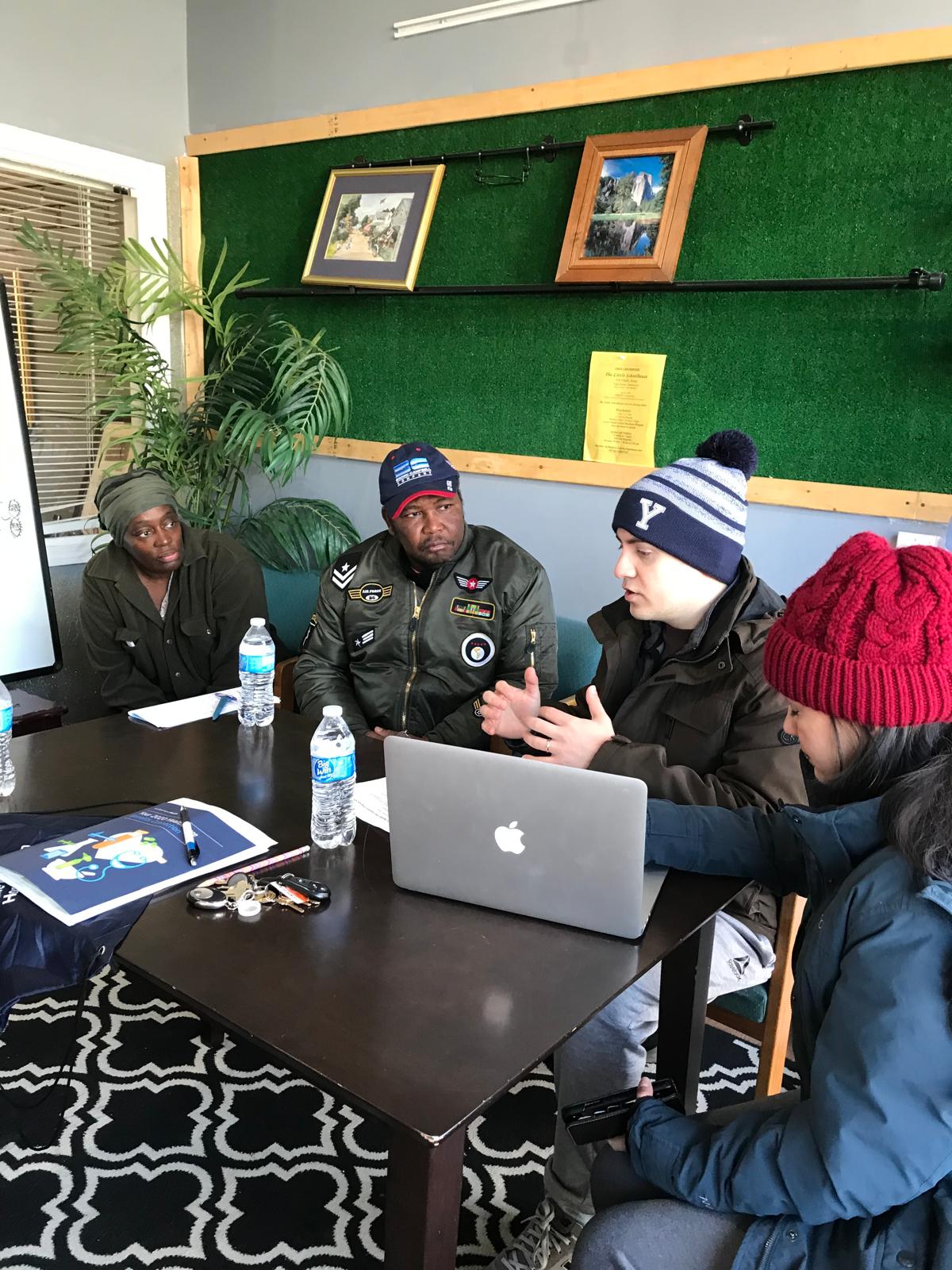 Jane kinity her office discussion how we can help refugees in our community,New haven City CT