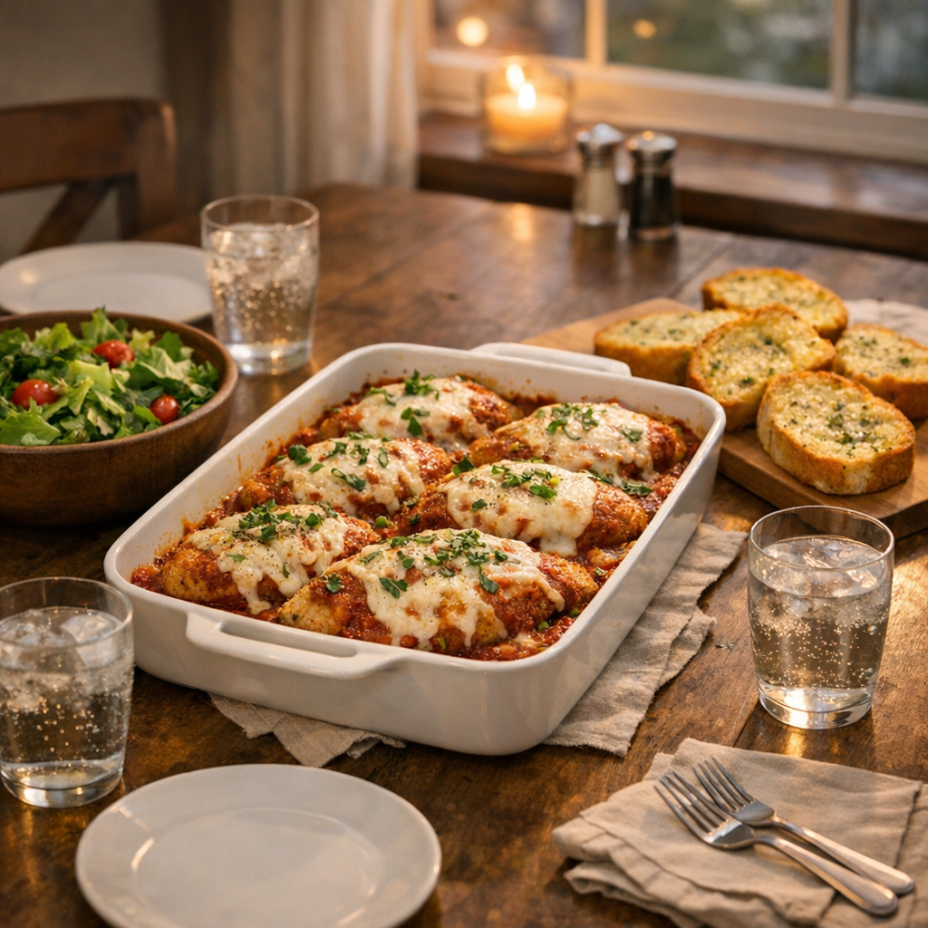 Easy Chicken Parmesan Bake for a Cozy Weeknight finished dish