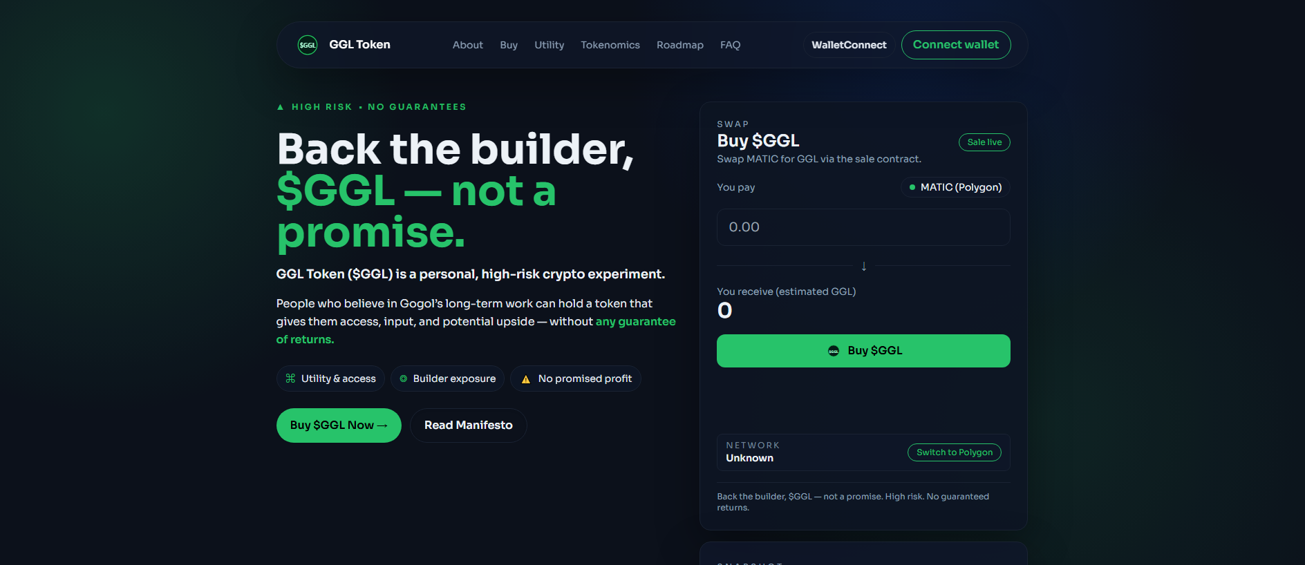 Screenshot of gogoltoken.com