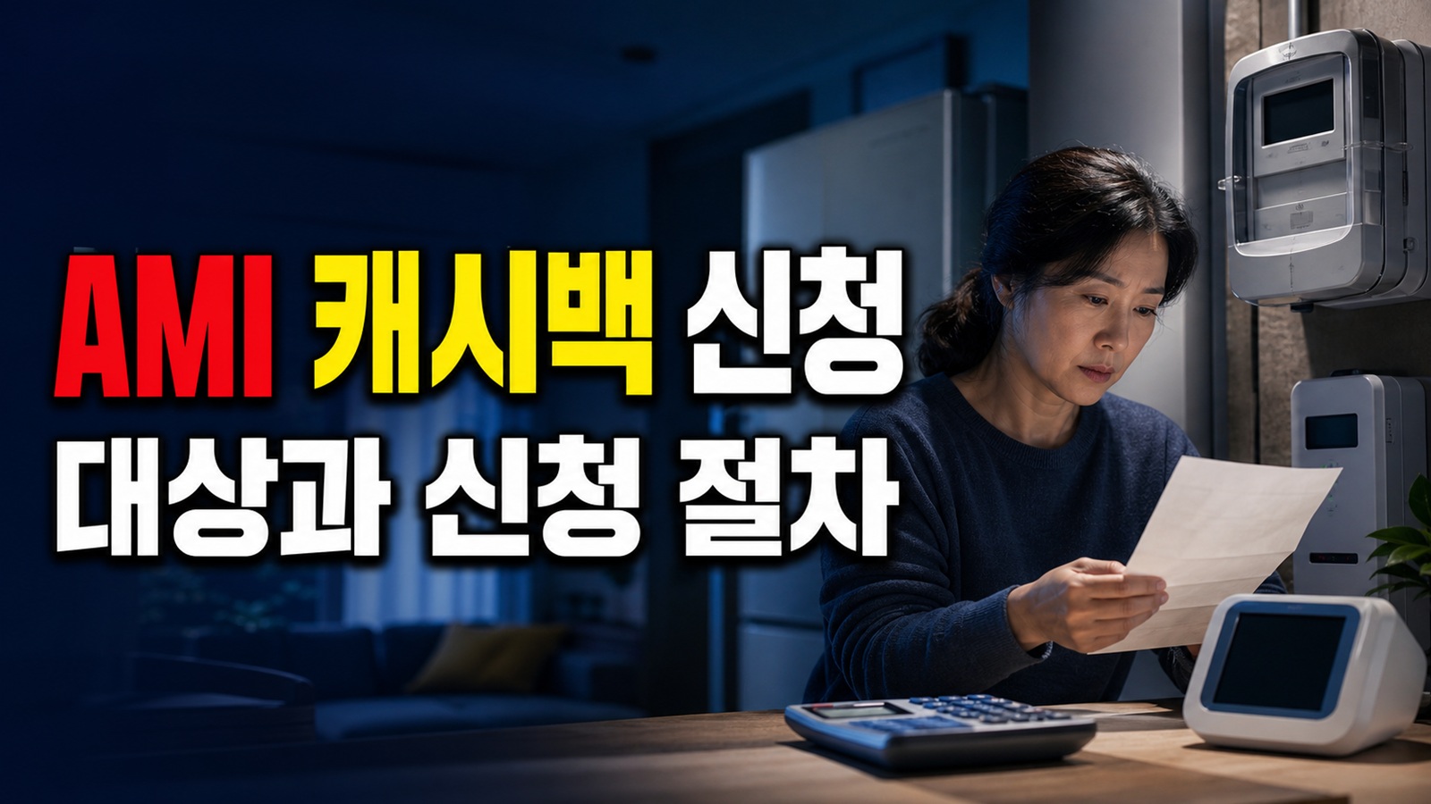 슬기로운 전기생활 어디서 보나? AMI 추가 캐시백 신청 공지 확인 순서 관련 핵심 정보를 상징적으로 보여주는 썸네일 이미지