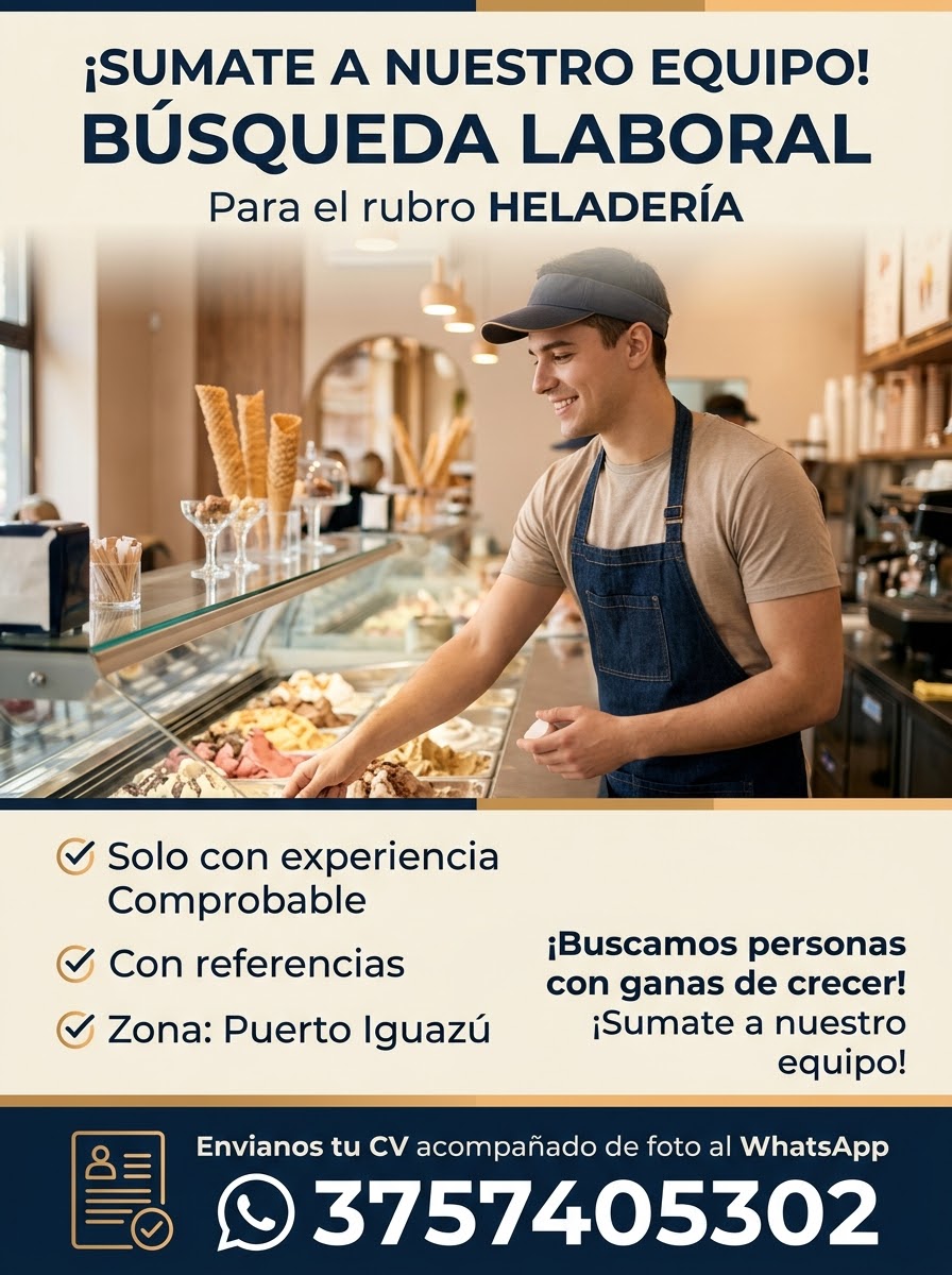 Se Busca Personal para Heladería en Puerto Iguazú