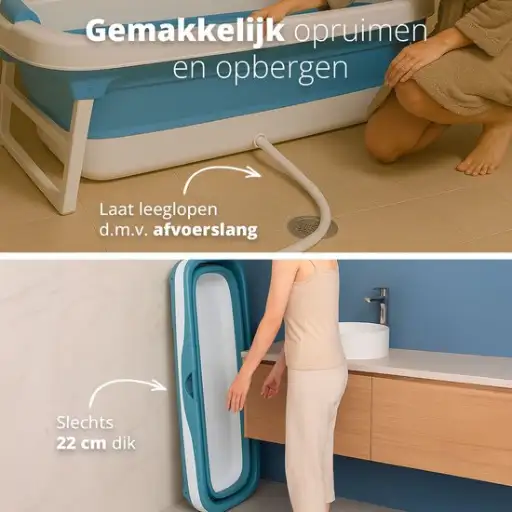 Sans Marque - Opvouwbaar Bad - Ligbad voor Volwassenen - Opruimen en opbergen - ZitBadXL.nl