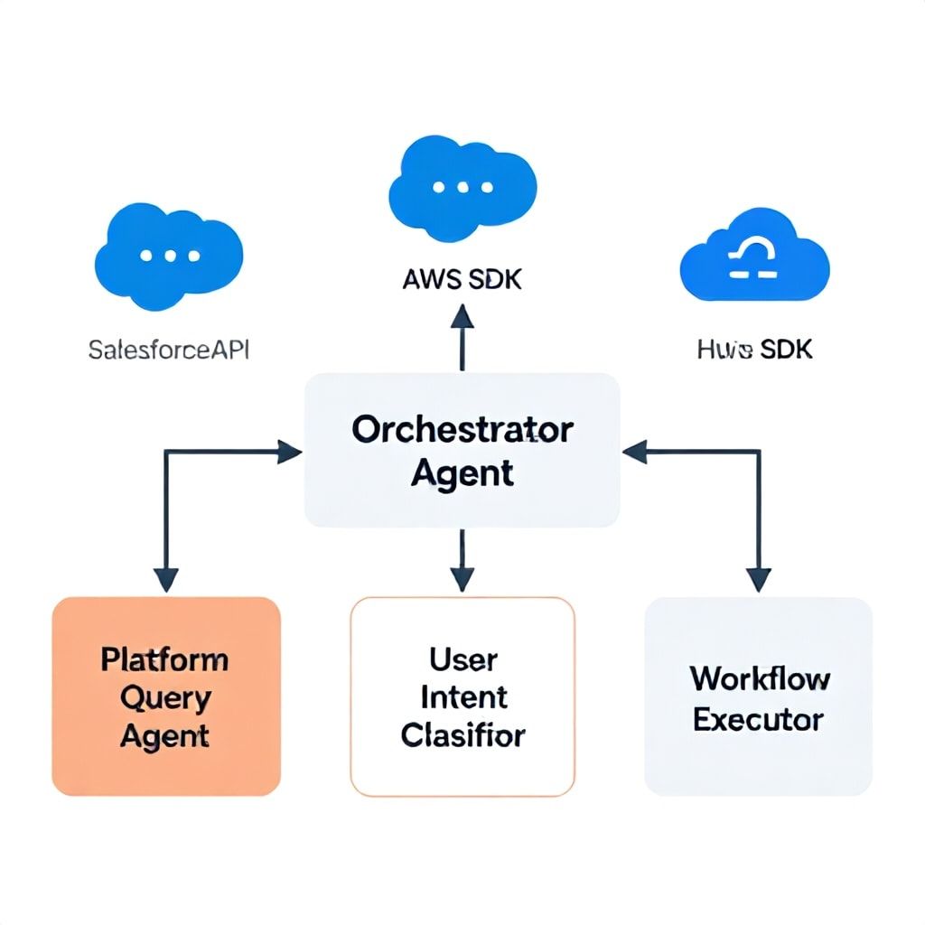 Multi-agent system architecture for AI platform integration with Salesforce, AWS, and HubSpot