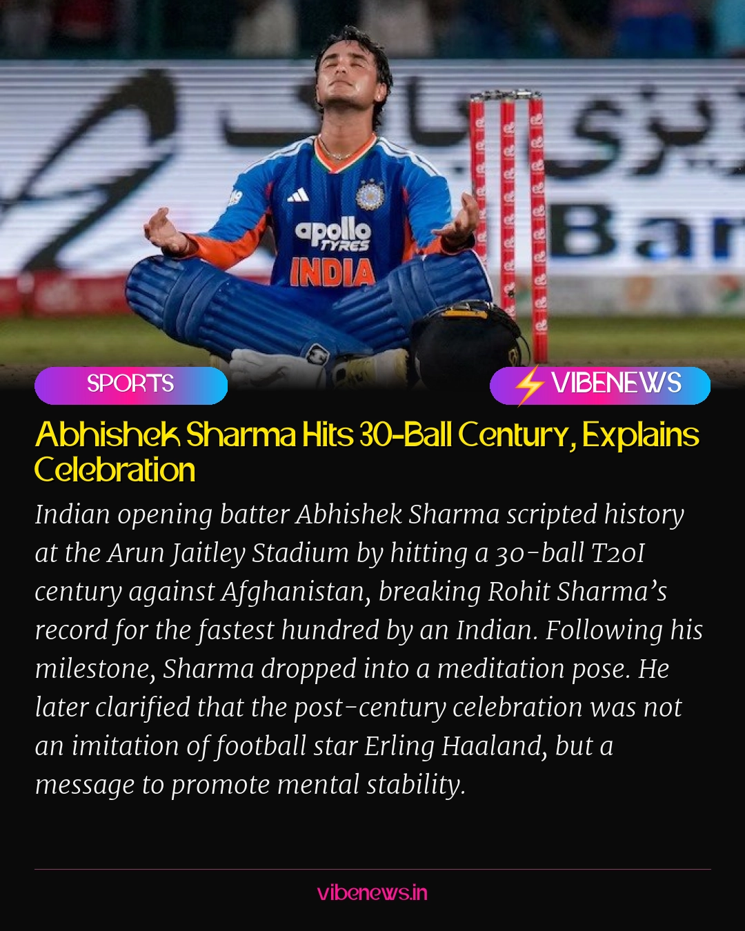 Abhishek Sharma Hits 30-Ball Century, Explains Celebration