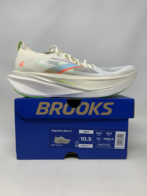 Men's Brooks Hyperion Max 3, Coconut/Green Gecko/Pink Clay, 10.5 D