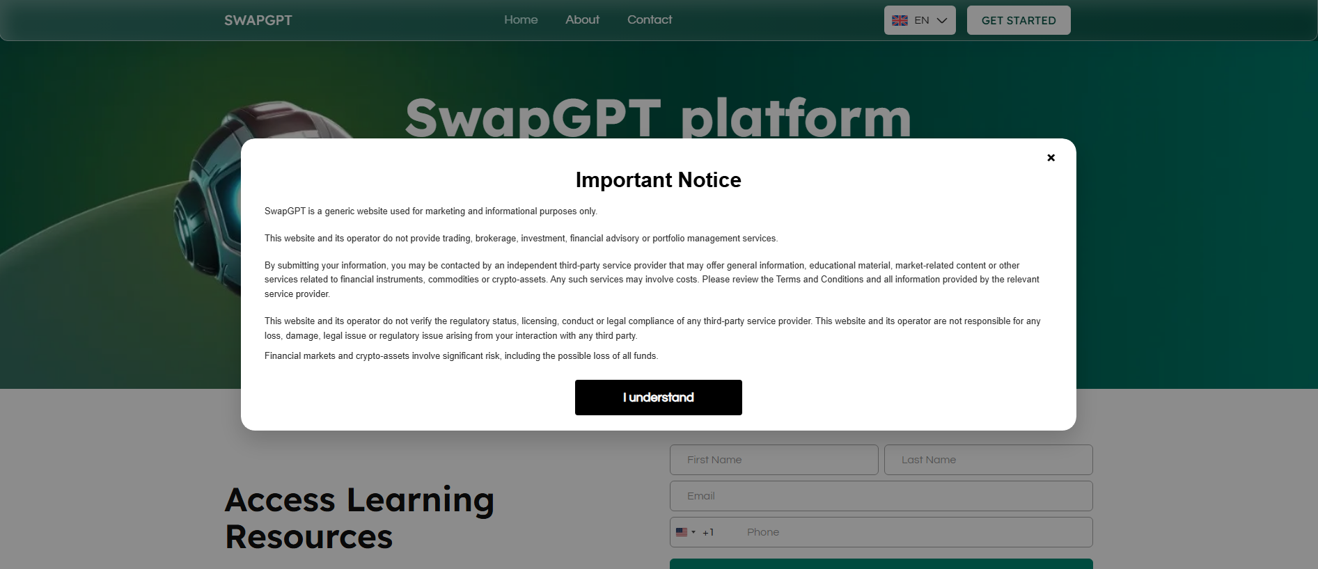 Screenshot of swapgpt.live