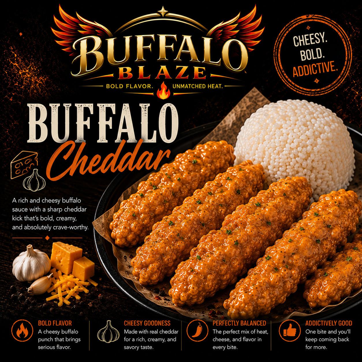 Buffalo Blaze Chicken Fingers Buffalo Cheddar