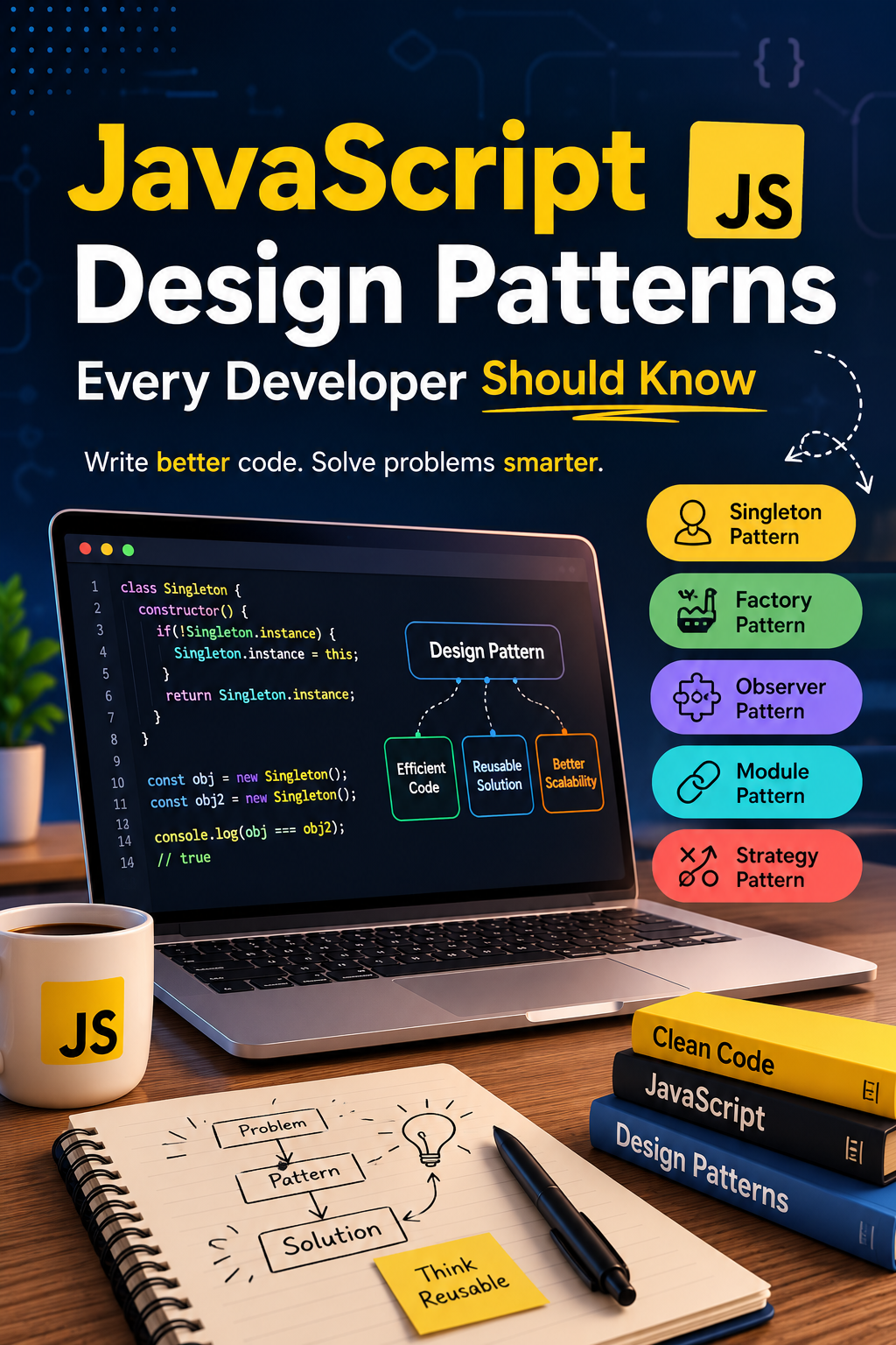 RequireHire verified profile showing JavaScript design pattern project work