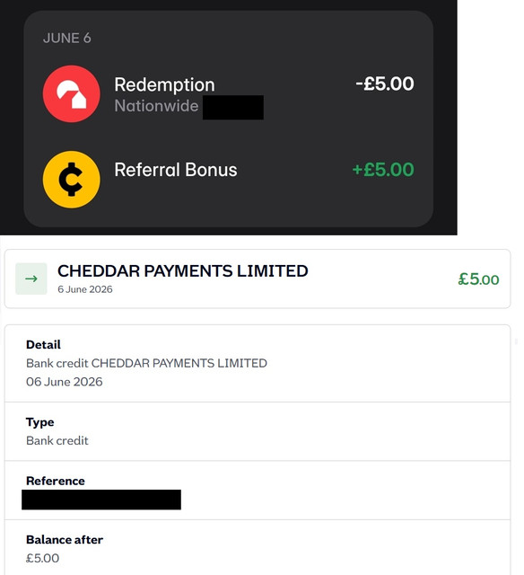 Cheddar payment proof