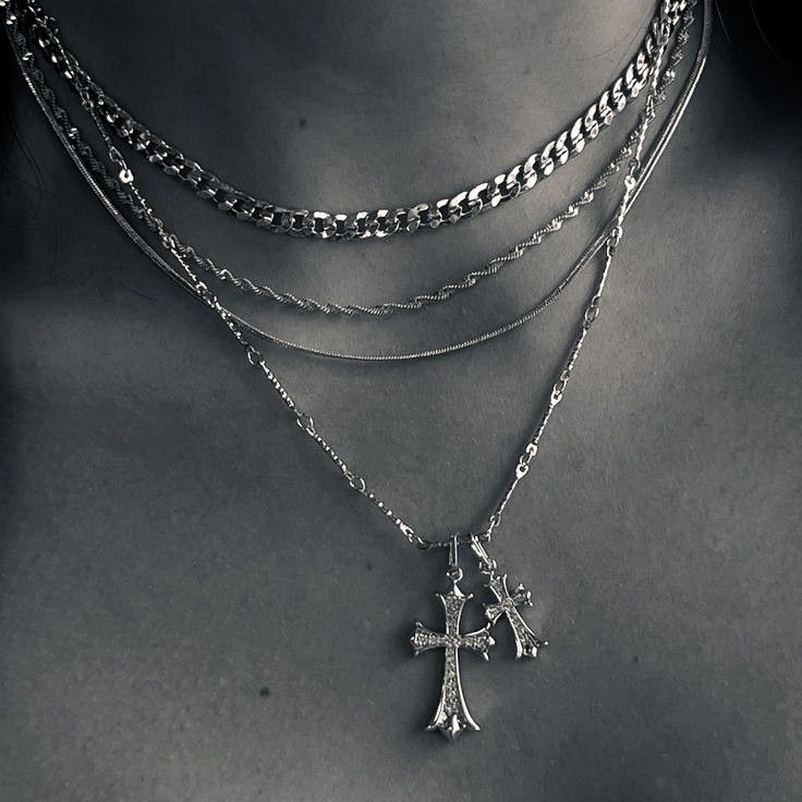 Chrome double heart chain - photo 2