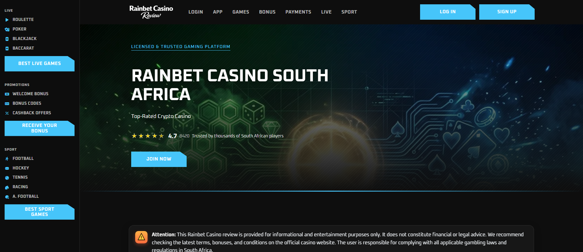 Forensic screenshot of rainbet7-za.com showing the phishing page layout