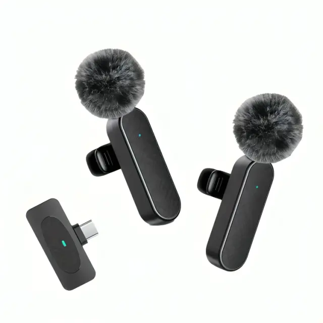 Wireless lavalier microphone with charging case