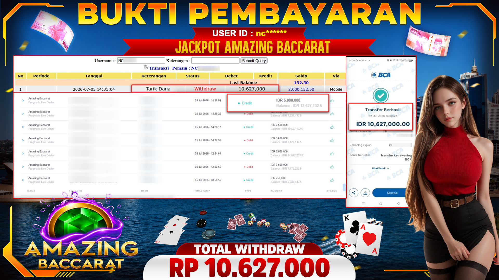 🏆 SELAMAT KEPADA PEMENANG JACKPOT DI Amazing Baccarat - Pragmatic Live Dealer 10,627,000🏆