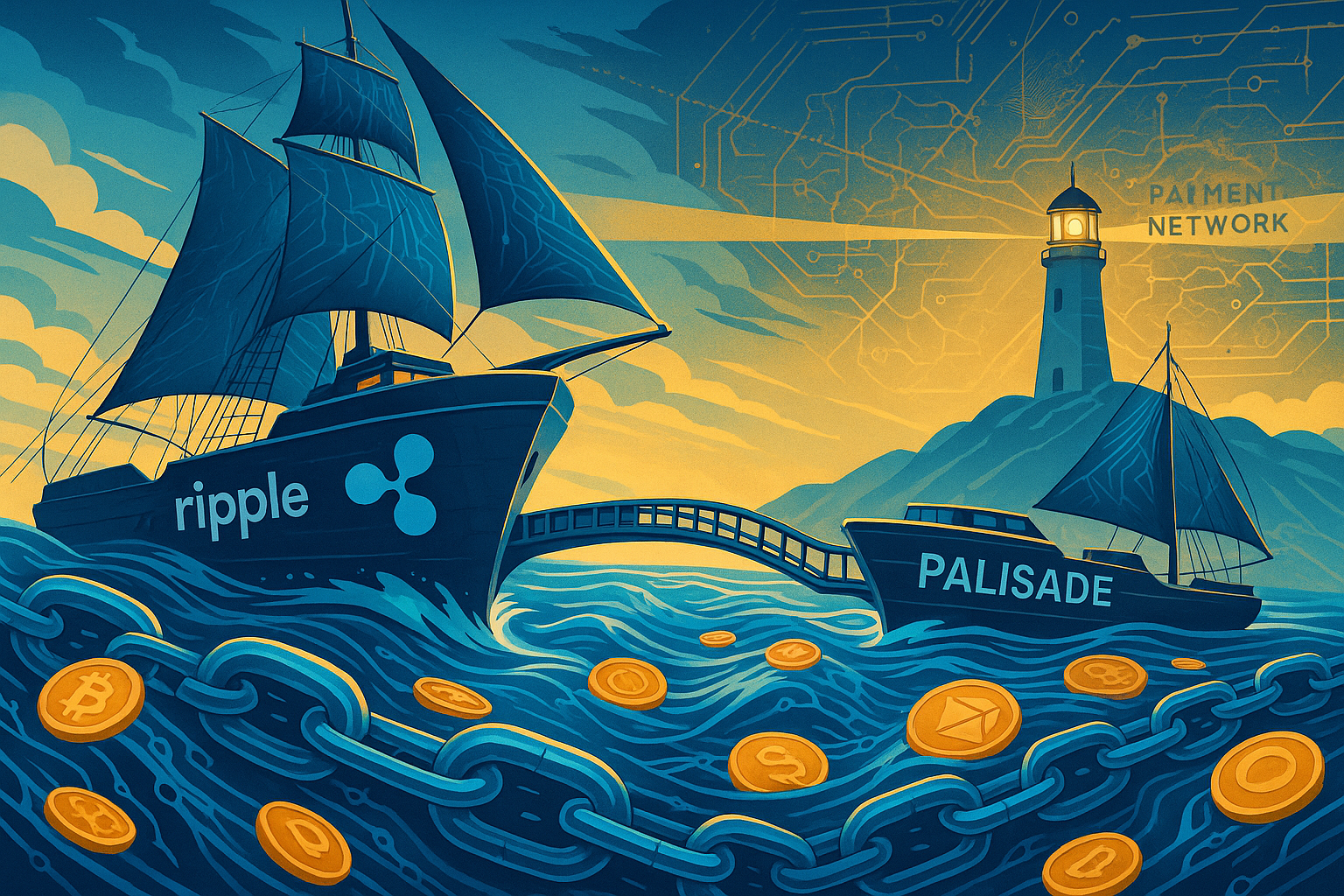 Illustration of Ripple's acquisition of Palisade to bolster crypto asset custody and payments